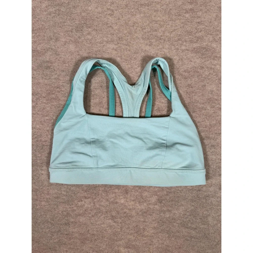 Lululemon Sports Bra Womens 6 Blue Racerback Padded Yoga Athletic Gym Running